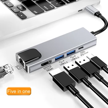 5 In 1 Plug And Play Universal U Disk Stable Gigabit Ethernet Type C Hub Multifunctional USB 3.0 HDMI 4K Rj45 Lan For MacBook
5 In 1 Plug And Play Universal U Disk Stable Gigabit Ethernet Type C Hub Multifunctional USB 3.0 HDMI 4K Rj45 Lan For MacBook