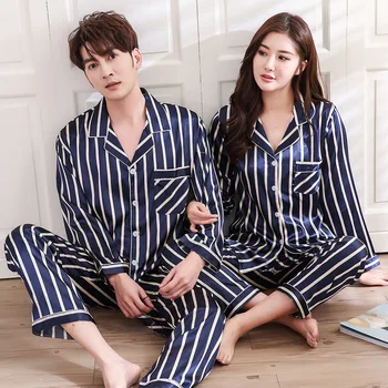 Spring New Couple's Pajamas Casual Comfortable Women's Silk Long-Sleeved Men's Leisure Tops Large Size Pajamas Set
Spring New Couple's Pajamas Casual Comfortable Women's Silk Long-Sleeved Men's Leisure Tops Large Size Pajamas Set