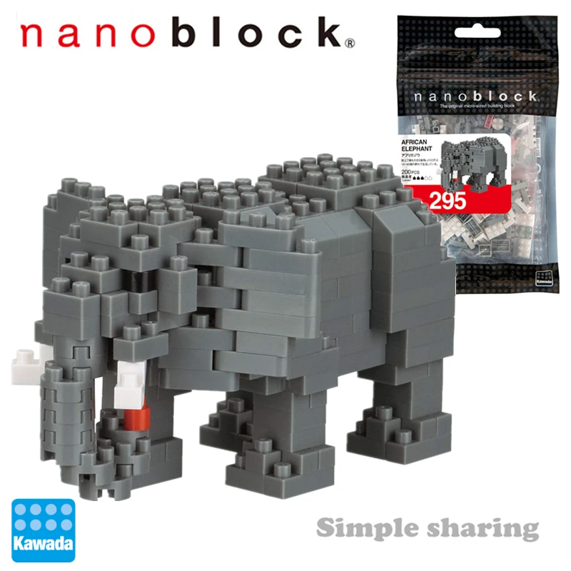 Kawada Новый Nanoblock африканский слон фотоэлемент 200 шт. микро размерные строительные