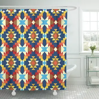 Blue Native Geometric Aztec Pattern Orange American Navajo Peruvian Shower Curtain Waterproof Polyester Fabric 72 x 78 inches Se
Blue Native Geometric Aztec Pattern Orange American Navajo Peruvian Shower Curtain Waterproof Polyester Fabric 72 x 78 inches Se