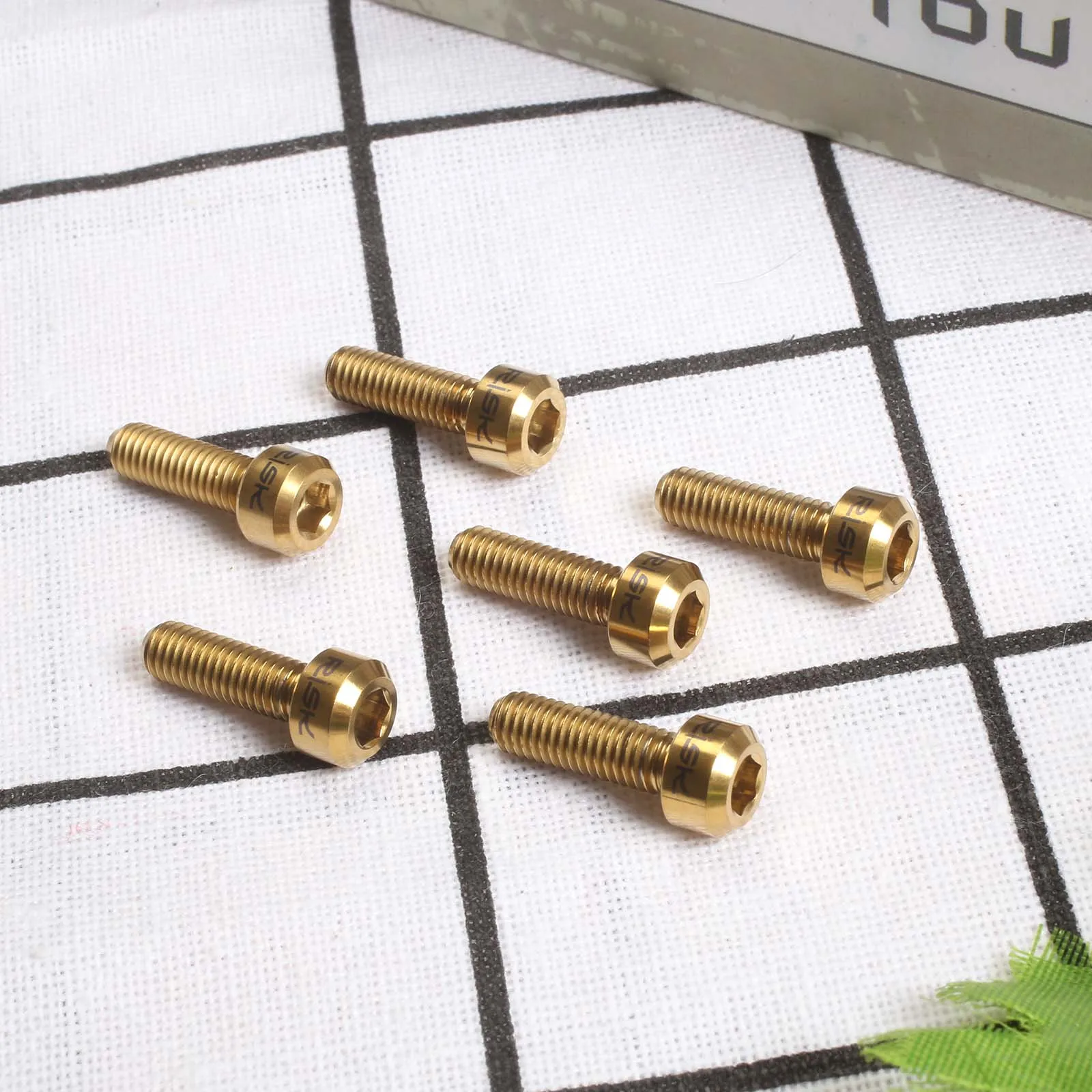RISK 6pcs Rainbow Titanium Alloy Bolt Screw M5*16/18/20mm for Bicycle Stem MTB Road Mountain Bike Screw with Washer Fixed Bolts