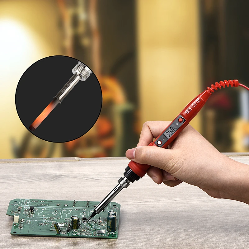 JCD 80W Electric Soldering Iron LCD Adjustable Temperature Ceramics Heater Element Welding tool Rework-station 220V EU US Plug
JCD 80W Electric Soldering Iron LCD Adjustable Temperature Ceramics Heater Element Welding tool Rework-station 220V EU US Plug