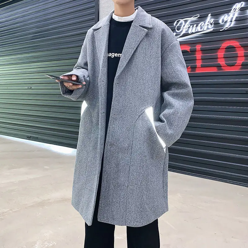 New men's winter overcoat wool trench coat loose woolen pocket reflective inlay mid-length coat for jaket men mens Hot Sale
New men's winter overcoat wool trench coat loose woolen pocket reflective inlay mid-length coat for jaket men mens Hot Sale