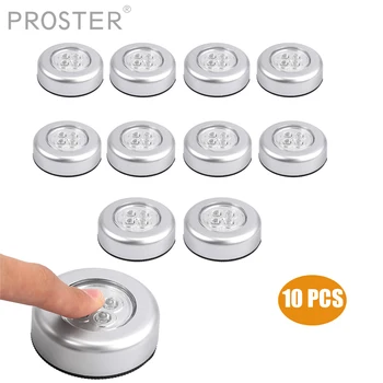 Proster 10 PCS 4 LED Touch Push Button Light Self-Stick ECO Long Battery Life Down Spot Lights super bright white light 
Proster 10 PCS 4 LED Touch Push Button Light Self-Stick ECO Long Battery Life Down Spot Lights super bright white light