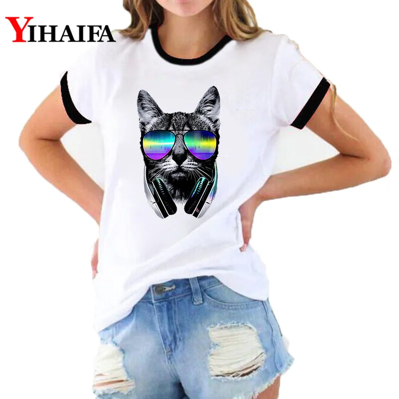 Fashion Women T Shirts Music Cat 3D Print Lady Casual Summer White Animal Graphic Tees Ropa Mujer Short Sleeve Tops
Fashion Women T Shirts Music Cat 3D Print Lady Casual Summer White Animal Graphic Tees Ropa Mujer Short Sleeve Tops