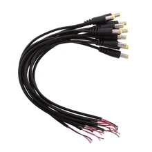 10 peças 12 v 5.5x2.1mm macho dc tomada de alimentação conector jack cabo plug fio(China)