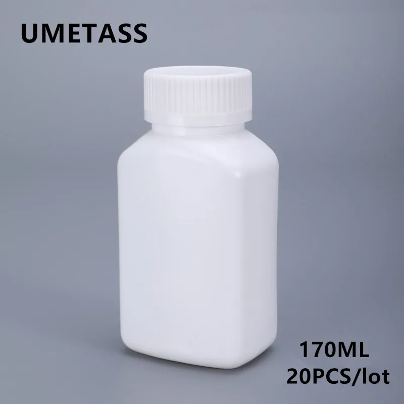 Пустая Квадратная бутылка UMETASS 170 мл с крышкой для таблеток капсулы пищевых