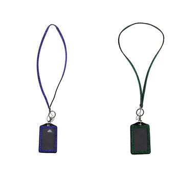 2 Pcs Rhinestone Bling Crystal Custom Lanyard Vertical ID Badge Holder, Dark Green & Dark Blue 
2 Pcs Rhinestone Bling Crystal Custom Lanyard Vertical ID Badge Holder, Dark Green & Dark Blue