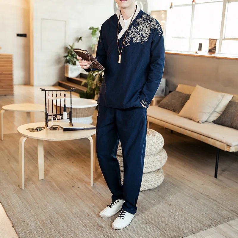 2019 Spring And Summer New Style Men's Vintage Nation-Style Cotton Linen Embroidered Set Men's Large Size Nation han ju Service
2019 Spring And Summer New Style Men's Vintage Nation-Style Cotton Linen Embroidered Set Men's Large Size Nation han ju Service