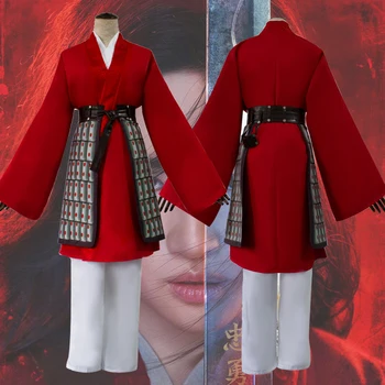 

Mulan 2020 Film Costume Hua Mulan Superhero Cosplay Chinese Traditional Hanfu Halloween Costume For Women Girls Dress Mujer Red