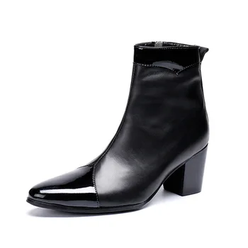 Men's Short Boots High Heel High Heel Men's Boots Bota Masculina Zip Cow Leather Pointed Toe Ankle Genuine Leather Work & Safety 
Men's Short Boots High Heel High Heel Men's Boots Bota Masculina Zip Cow Leather Pointed Toe Ankle Genuine Leather Work & Safety