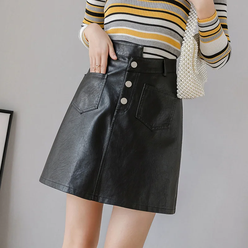 Photo Shoot 2019 Autumn New Style Pu Small Leather Skirt High-waisted Slimming Irregular Single Breasted A- line Skirt
Photo Shoot 2019 Autumn New Style Pu Small Leather Skirt High-waisted Slimming Irregular Single Breasted A- line Skirt