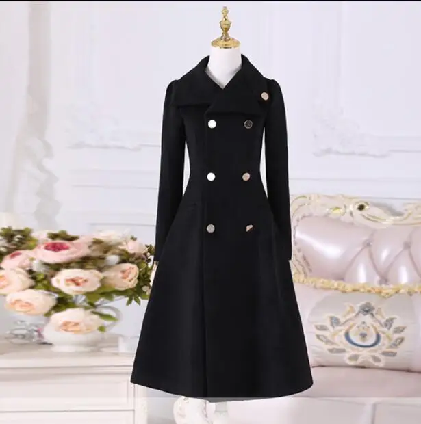 

Long Female Jacket Overcoat Cloak Windbreaker Winter Adjustable Waist Wool Coat Women Autumn Manteau Femme Hiver Cape Warm