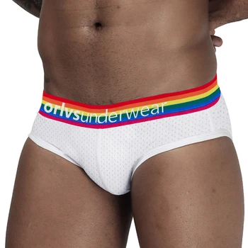 Men's Underwear Men Briefs Mesh Breathable Ice Silk Underpants Rainbow Low Waist Sexy U Convex Pouch Black And White Briefs
Men's Underwear Men Briefs Mesh Breathable Ice Silk Underpants Rainbow Low Waist Sexy U Convex Pouch Black And White Briefs