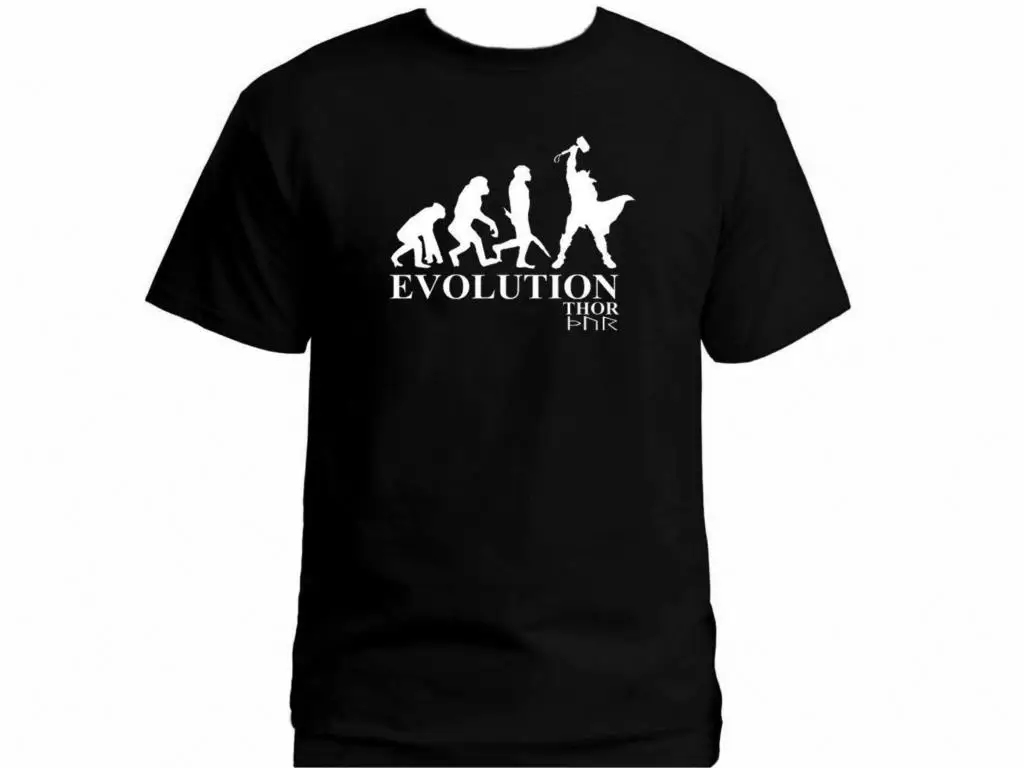 Черная футболка из 100% хлопка с рисунком Тора эволюции викингов | Мужская одежда