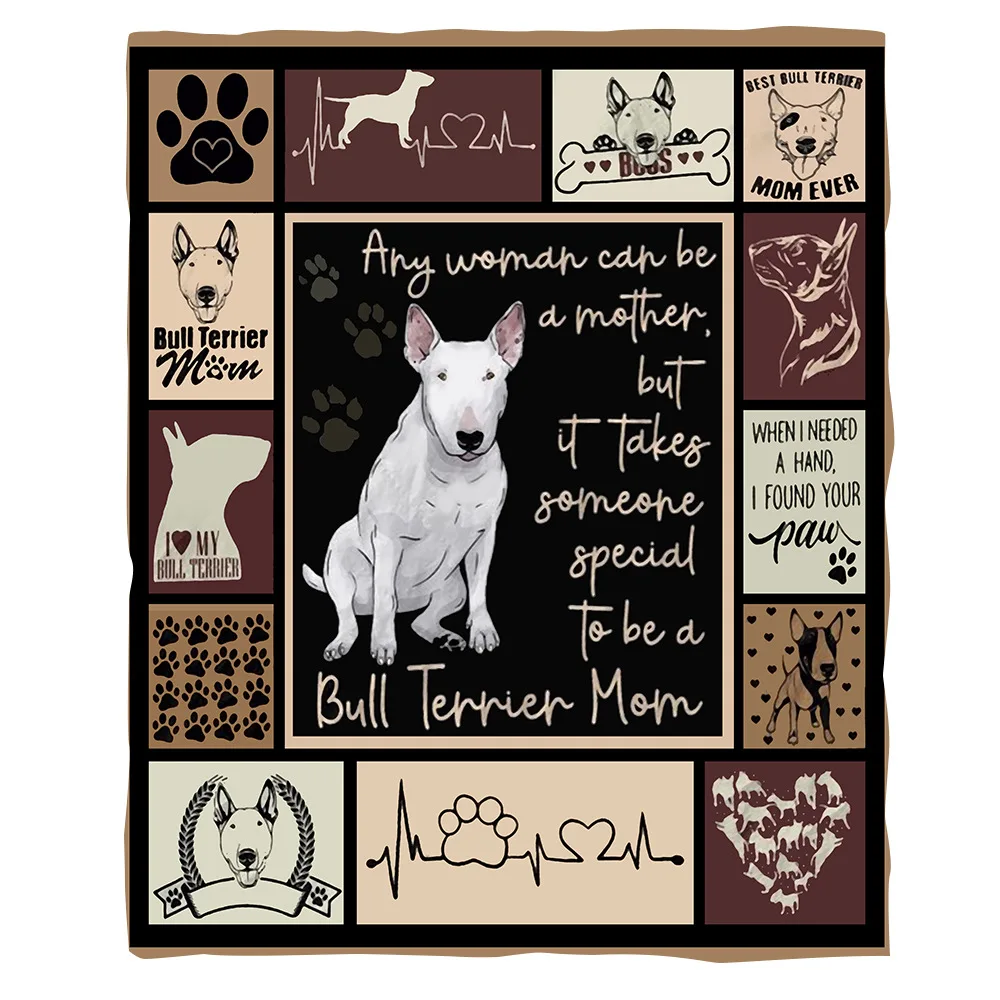 

Bull Terrier Funny 3d printed fleece blanket for Beds Hiking Picnic Thick Quilt Fashionable Bedspread Sherpa Throw Blanket