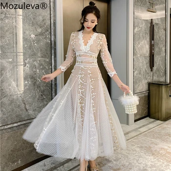 BornSra 2020 High Quality Spring Sexy V-neck Three Quarter Sleeve Mesh Embroidery Polka-Dot Dress Slim Draped Party Long Dress
BornSra 2020 High Quality Spring Sexy V-neck Three Quarter Sleeve Mesh Embroidery Polka-Dot Dress Slim Draped Party Long Dress