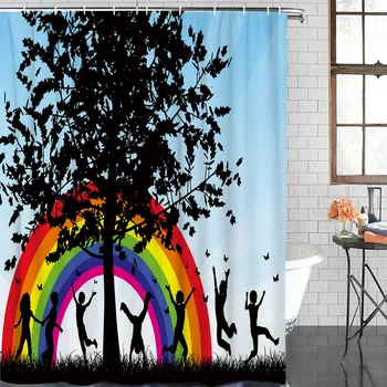 Children Playing Rainbow Big Tree Waterproof Polyester Fabric Bathroom Curtain Home Decoration Bathroom Shower Curtain
Children Playing Rainbow Big Tree Waterproof Polyester Fabric Bathroom Curtain Home Decoration Bathroom Shower Curtain