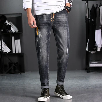 spring denim trousers brand ripped jeans for men fashion black baggy jeans male Casual stretch Hole Elastic Waist Harem pants 
spring denim trousers brand ripped jeans for men fashion black baggy jeans male Casual stretch Hole Elastic Waist Harem pants