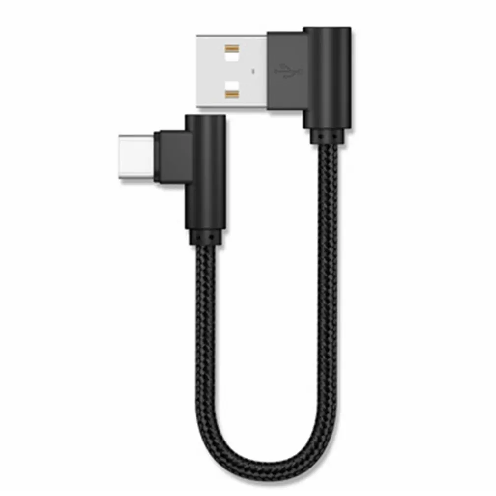 Короткий зарядный кабель Micro USB 20 см Type-C Колено 90 градусов для смартфонов Samsung Huawei