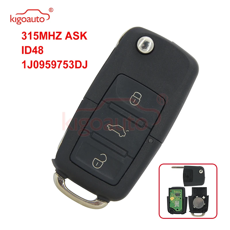 Kigoauto 1JO 959 753 DJ Remote Key 3 button 315Mhz ASK ID48 chip for VW Skoda Passat Golf Jetta 2001 1J0959753DJ 1998-2011
Kigoauto 1JO 959 753 DJ Remote Key 3 button 315Mhz ASK ID48 chip for VW Skoda Passat Golf Jetta 2001 1J0959753DJ 1998-2011