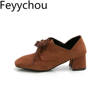 Women's Pumps Med Heels Spring Autumn Square Toe Lace Up Flock Deep Mouth 2019 New Sexy Fashion Black Brown Big Size34-45
Women's Pumps Med Heels Spring Autumn Square Toe Lace Up Flock Deep Mouth 2019 New Sexy Fashion Black Brown Big Size34-45