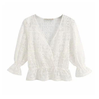 Stylish embroidery white blouses V neck flare sleeve shirts female casual chic solid tops blusas mujer
Stylish embroidery white blouses V neck flare sleeve shirts female casual chic solid tops blusas mujer