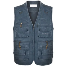 Plus Size 6XL 7XL Male Casual Summer Cotton Denim Vest Men's Sleeveless Jacket Multi Pocket Photograph Waistcoat chaleco hombre
Plus Size 6XL 7XL Male Casual Summer Cotton Denim Vest Men's Sleeveless Jacket Multi Pocket Photograph Waistcoat chaleco hombre