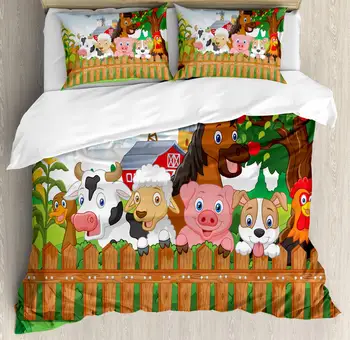 Cartoon Duvet Cover Set Composition Farm Animals on Fence Comic Mascots with Dog Cow Horse Kids Design Decorative 3 Piece Bed
Cartoon Duvet Cover Set Composition Farm Animals on Fence Comic Mascots with Dog Cow Horse Kids Design Decorative 3 Piece Bed