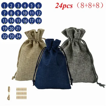 24pcs Christmas Candy Bags 1-24 Advent Calendar Cotton Linen Gift Sugar Bags Christmas Gift Jewelry Hessian Sack Pouches Packing
24pcs Christmas Candy Bags 1-24 Advent Calendar Cotton Linen Gift Sugar Bags Christmas Gift Jewelry Hessian Sack Pouches Packing
