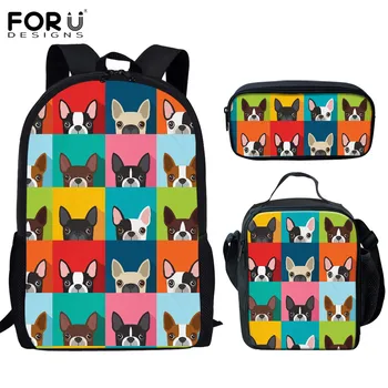 FORUDESIGNS Colorful Bulldog/Boston Terrier Design Teenager Cute Shoulder Orthopedic Backpack for Primary School Satchel Girls 
FORUDESIGNS Colorful Bulldog/Boston Terrier Design Teenager Cute Shoulder Orthopedic Backpack for Primary School Satchel Girls
