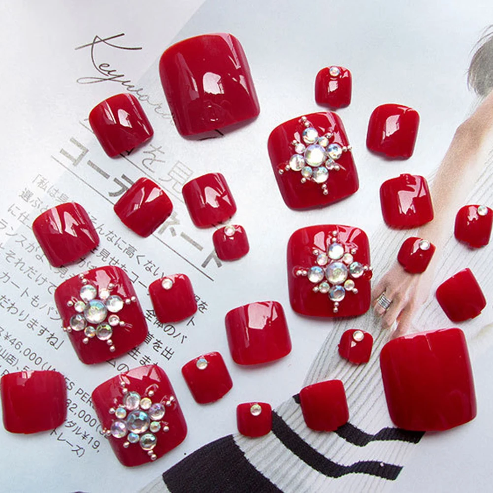 ELECOOL 24pc Short Toe False Nails Fake Nail Red Wine Color Diamond Design Nail Art DIY Fake Nails Accessories for Autumn Summer
ELECOOL 24pc Short Toe False Nails Fake Nail Red Wine Color Diamond Design Nail Art DIY Fake Nails Accessories for Autumn Summer