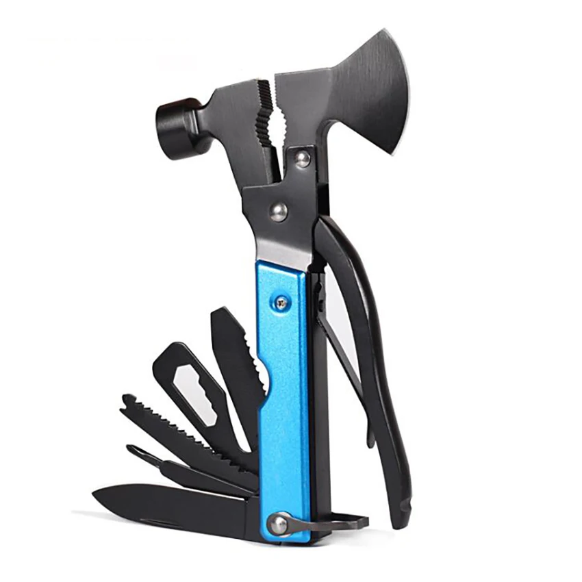 

Safety Axe Hammer 15 In 1 Multifunctional Ax Pliers Saw Wrench Corkscrew Cutter Combination Tools Outdoor Camping Safety Hammers