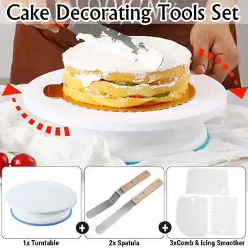 6Pcs/Set 11 Inch Plastic Cake Turntable Rotating Dough Knife Decorating Cream Cakes Stand Rotary Table DIY Baking Tool Set
6Pcs/Set 11 Inch Plastic Cake Turntable Rotating Dough Knife Decorating Cream Cakes Stand Rotary Table DIY Baking Tool Set