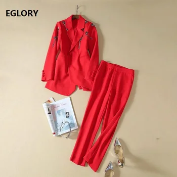 High Quality Women's Set Clothing 2019 Autumn Blazer Suit Ladies Tassel Beading Blazer Jacket+Ankle Length Pants Sets Red Black
High Quality Women's Set Clothing 2019 Autumn Blazer Suit Ladies Tassel Beading Blazer Jacket+Ankle Length Pants Sets Red Black