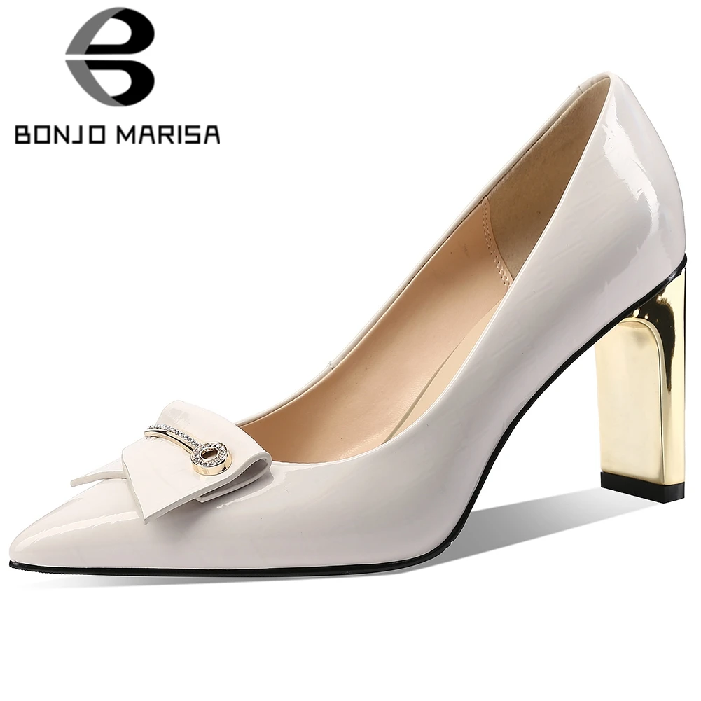 BONJOMARISA New Spring OL Quality Patent Leather Pumps Elegant Shallow Decorating Pumps Women High Heels Shoes Woman
BONJOMARISA New Spring OL Quality Patent Leather Pumps Elegant Shallow Decorating Pumps Women High Heels Shoes Woman