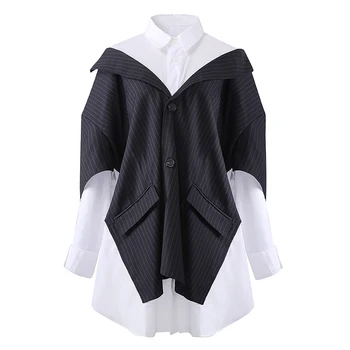 SONDR Women Black Striped Split Big Size Blouse New Lapel Long Sleeve Loose Fit Shirt Fashion Tide Spring Autumn 2020 1DA334
SONDR Women Black Striped Split Big Size Blouse New Lapel Long Sleeve Loose Fit Shirt Fashion Tide Spring Autumn 2020 1DA334