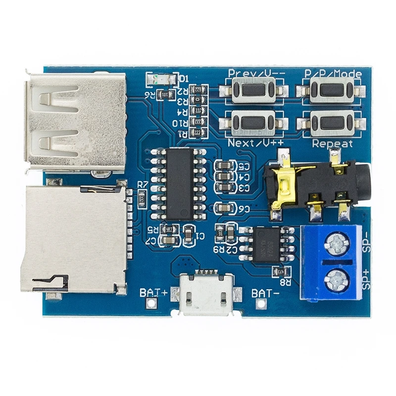 1pcs TF card U disk MP3 Format decoder board module amplifier decoding audio Player 
1pcs TF card U disk MP3 Format decoder board module amplifier decoding audio Player