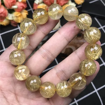 14mm Genuine Natural Gold Hair Rutilated Bracelet Jewelry For Women Lady Men Crystal Round Beads Stretch Fashion Bracelet AAAAA
14mm Genuine Natural Gold Hair Rutilated Bracelet Jewelry For Women Lady Men Crystal Round Beads Stretch Fashion Bracelet AAAAA