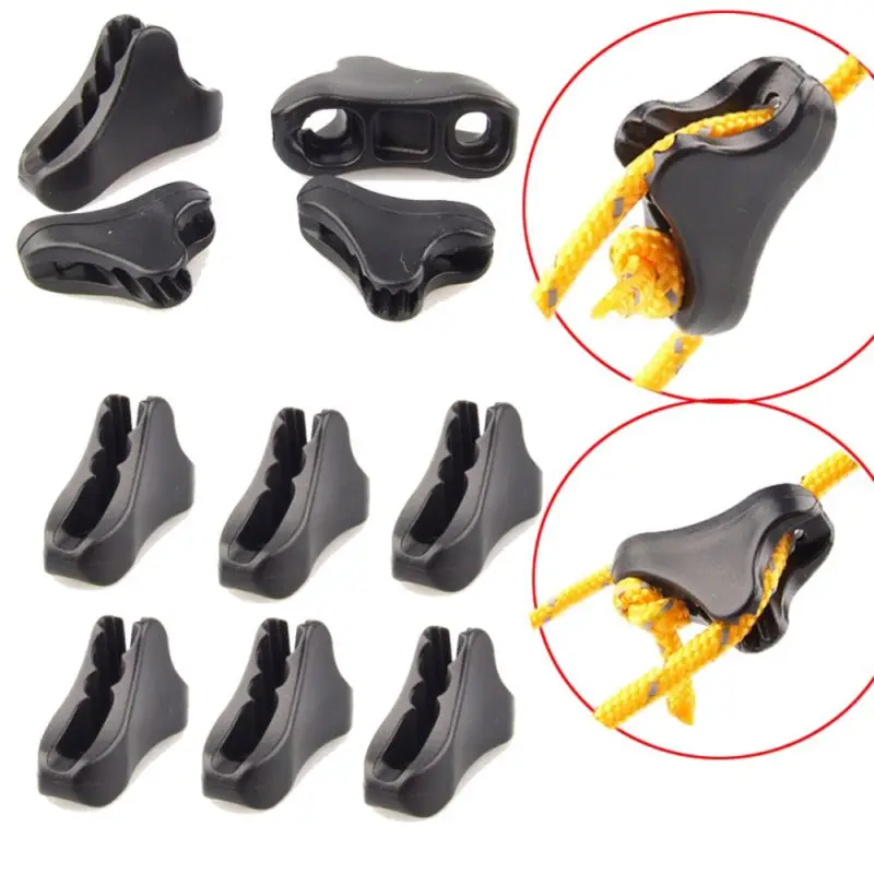 

10pcs/set Camping Tent Fastener Small Plastic Anti-slip Wind Rope Buckles Triangle Cord Tightener Stopper Adjuster Toolun