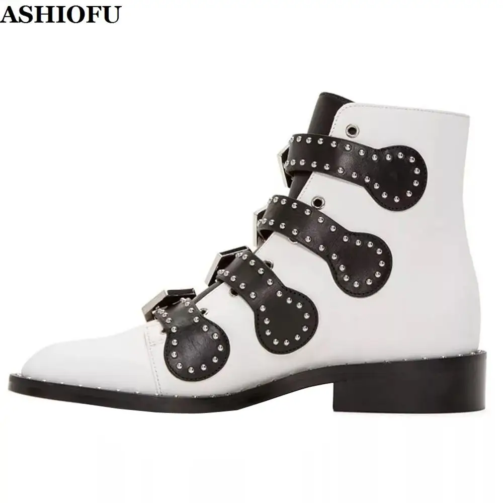 ASHIOFU Handmade New Women's Flat Boots Real Photos Rivets Spikes Knight Ankle Boots Low-heel Evening Fashion Winter Boots XD733
ASHIOFU Handmade New Women's Flat Boots Real Photos Rivets Spikes Knight Ankle Boots Low-heel Evening Fashion Winter Boots XD733