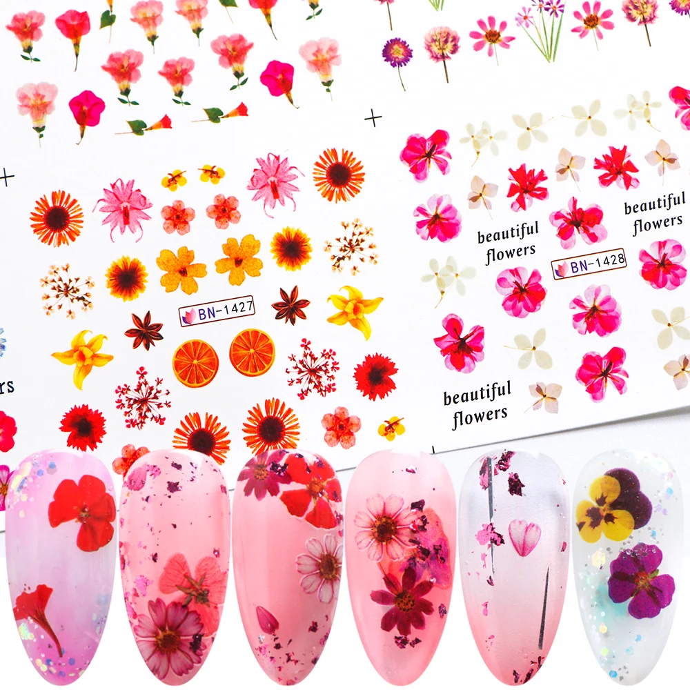 Blooming Flowers Designs Nail Stickers
