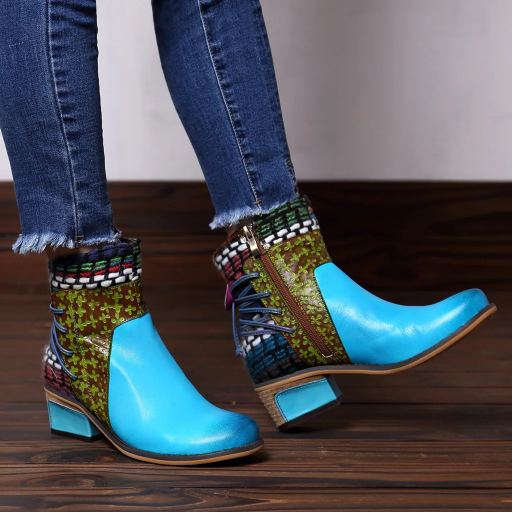MUQGEW New Trend 2019 Handmade Women Boots Mixed Colors Splicing Weave Artificial Leather Pattern Ankle Boots Lace Shoes #815
MUQGEW New Trend 2019 Handmade Women Boots Mixed Colors Splicing Weave Artificial Leather Pattern Ankle Boots Lace Shoes #815