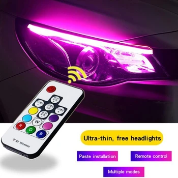 2Pcs Car Sequential Flowing RGB Daytime Running Light DRL Remote Multi Color LED Light Strip Turn Signal Lights For Headlight
2Pcs Car Sequential Flowing RGB Daytime Running Light DRL Remote Multi Color LED Light Strip Turn Signal Lights For Headlight