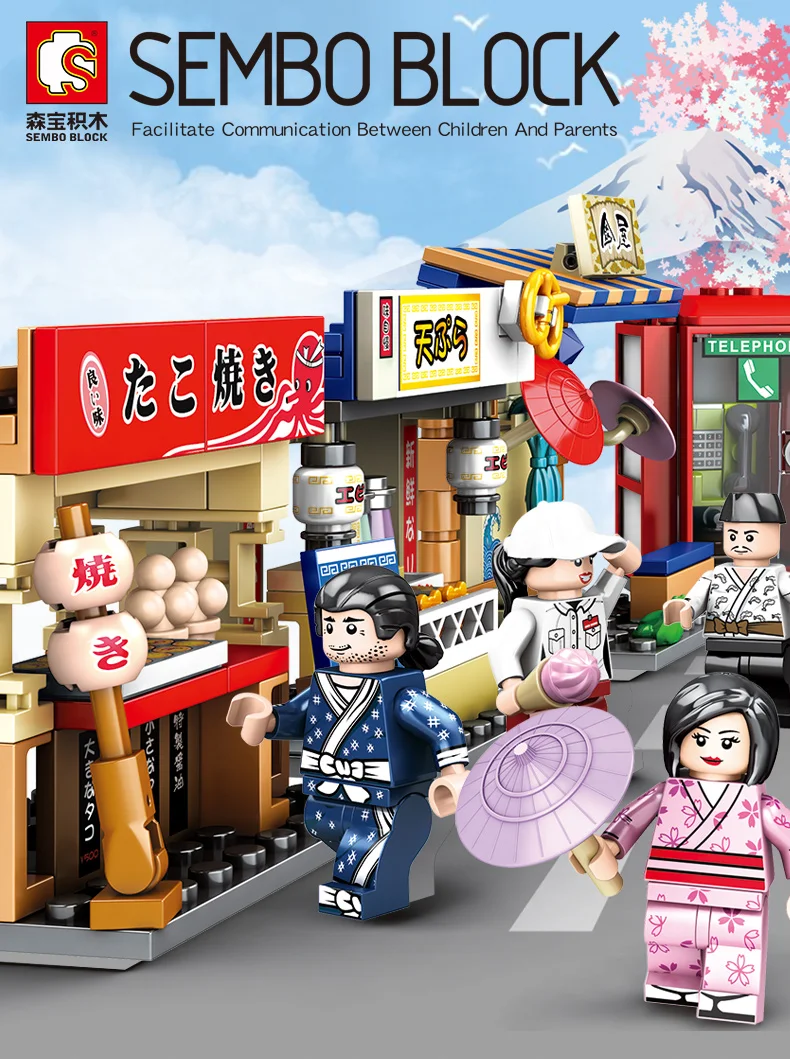 SEMBO Blocks Mini City Street Food Sushi Shop Store MOC Building Blocks Kids Educational Toys for Girl Boy Gift Juguetes Bloques SEMBO Blocks Mini City Street Food Sushi Shop Store MOC Building Blocks Kids Educational Toys for Girl Boy Gift Juguetes Bloques