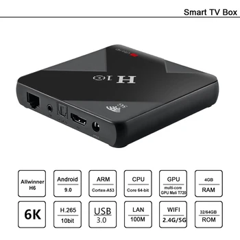 H10 Android TV Box Android 9.0 Smart TV Box 6K HDR H.265 VP9 Allwinner H6 4GB DDR3 32GB/64GB EMMC 2.4G / 5G WiFi 4K Media Player
H10 Android TV Box Android 9.0 Smart TV Box 6K HDR H.265 VP9 Allwinner H6 4GB DDR3 32GB/64GB EMMC 2.4G / 5G WiFi 4K Media Player