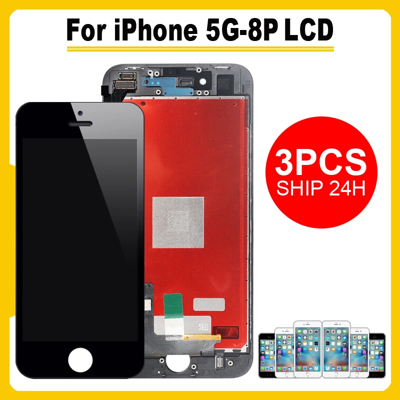 AAA+++ 3pcs / lot LCD Screen for iPhone 5 5s 5C SE 6 6P 6S 6SP 7P 8P Digitizer MOUNT with Touch Screen! No dead pixels + tools
AAA+++ 3pcs / lot LCD Screen for iPhone 5 5s 5C SE 6 6P 6S 6SP 7P 8P Digitizer MOUNT with Touch Screen! No dead pixels + tools