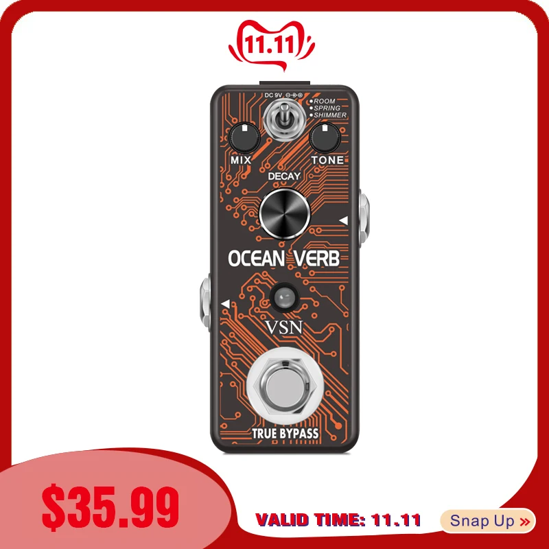 VSN Digital Pedals Reverb Ocean Verb Effects Pedal 3 Modes for Electric Guitar Bass True Bypass
VSN Digital Pedals Reverb Ocean Verb Effects Pedal 3 Modes for Electric Guitar Bass True Bypass