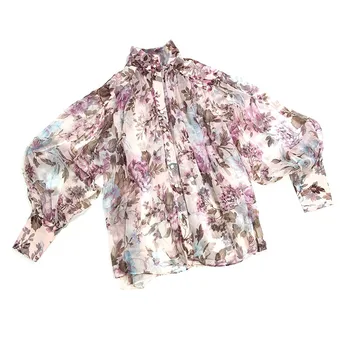 Designer Clothes Free Shipping 2020 Fall Korean Fashion Flowers 100% Real Crinlke Silk Lantern Sleeve Vintage Blouses and Tops 
Designer Clothes Free Shipping 2020 Fall Korean Fashion Flowers 100% Real Crinlke Silk Lantern Sleeve Vintage Blouses and Tops