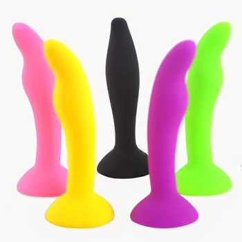 

FAAK Fluorescent silicone anal plug mini butt plug anal sex products G spot stimulate masturbator suction anal dildo sex shop